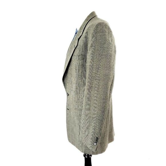 Cricketeer Wool 2 Button Sport Coat 40L Tan Glen Plaid Blazer - Picture 4 of 11